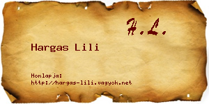 Hargas Lili névjegykártya